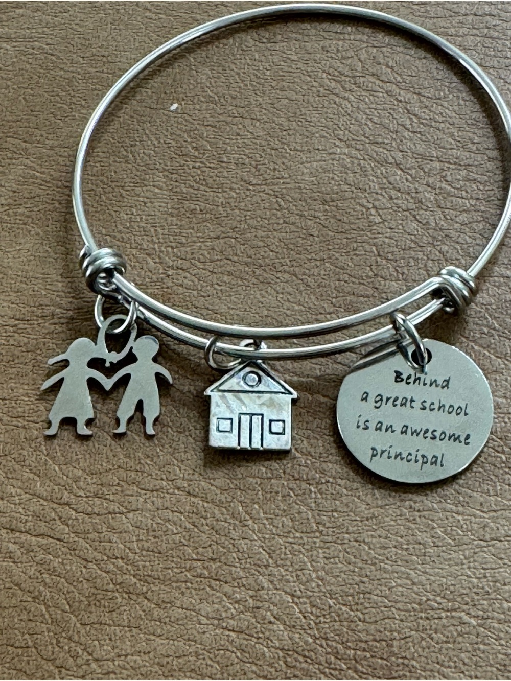 Alex and Ani Silver-Tone School Principal Charm Bangle Bracelet